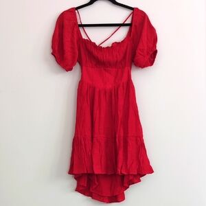 Princess Polly Sundress with Puff‎ Bubble Sleeves Ethan mini dress red Size 4